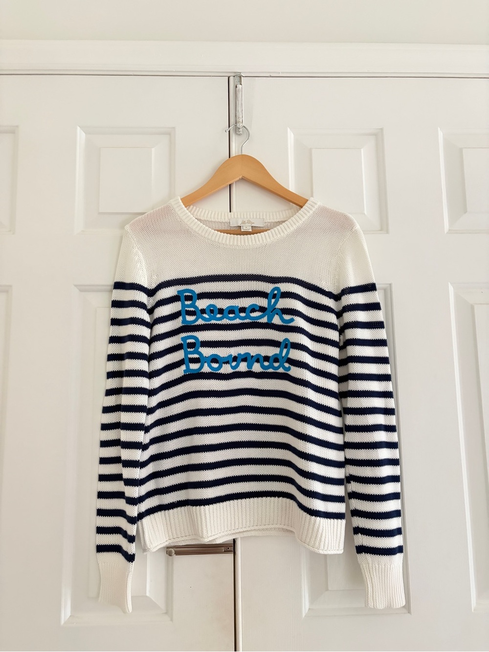 Lilly Pulitzer White & Navy Striped 'Beach Bound' Crewneck Sweater